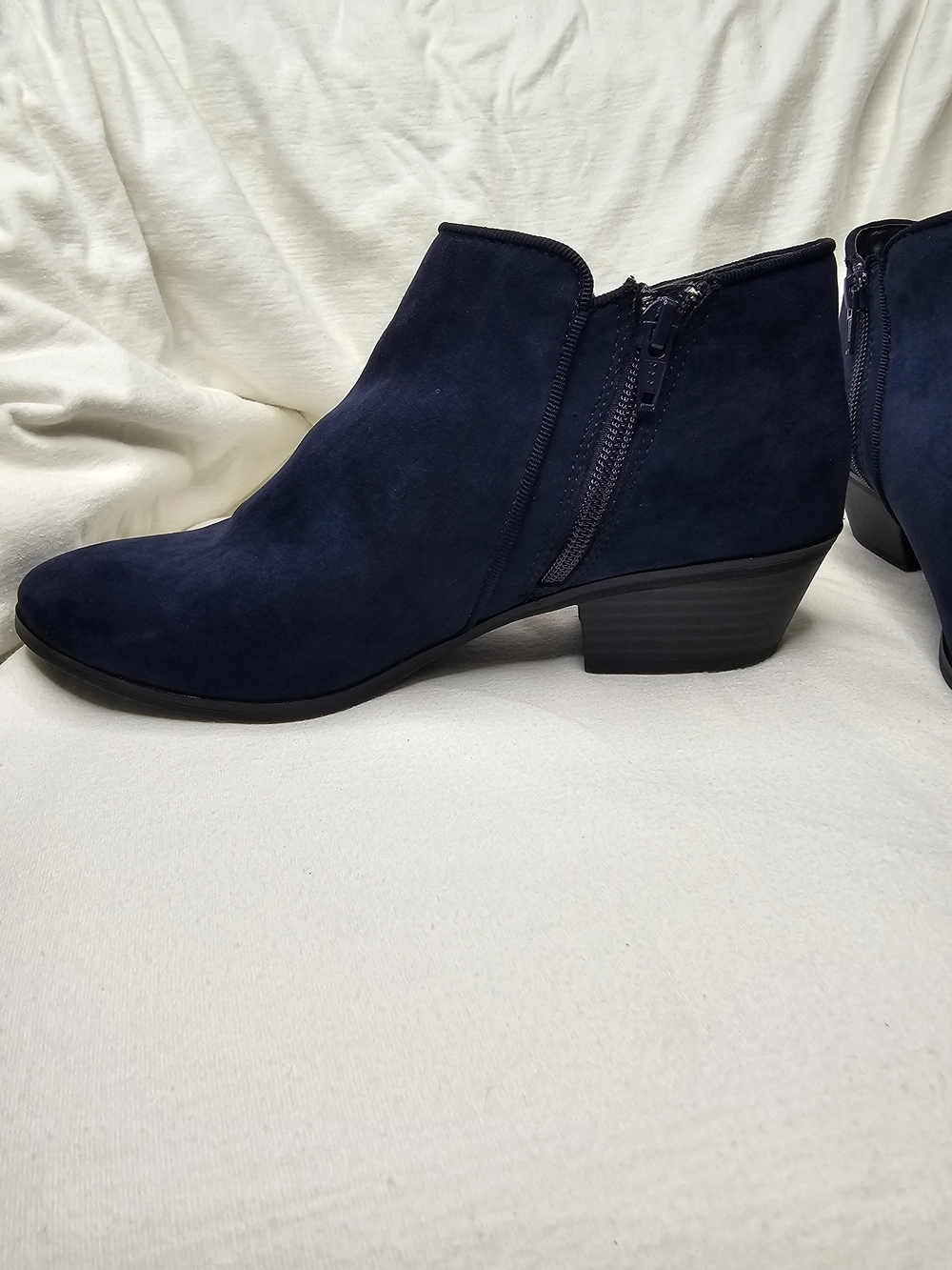 Style & Co. Wileyy Navy Faux Suede Ankle Booties Low Block Heel - Picture 3 of 16